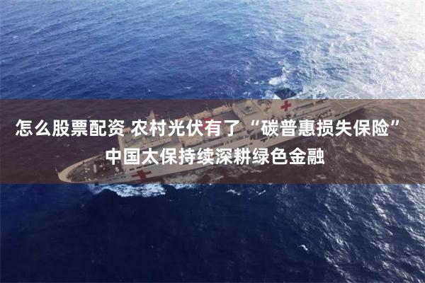 怎么股票配资 农村光伏有了 “碳普惠损失保险”  中国太保持续深耕绿色金融