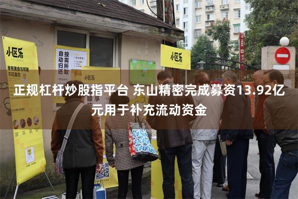 正规杠杆炒股指平台 东山精密完成募资13.92亿元用于补充流动资金